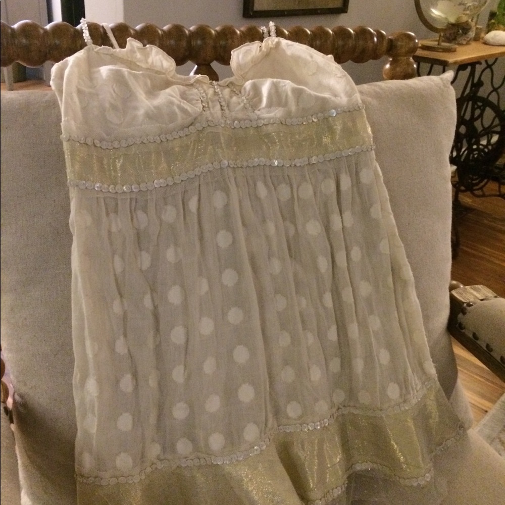 Free People Sequin cream blouse
